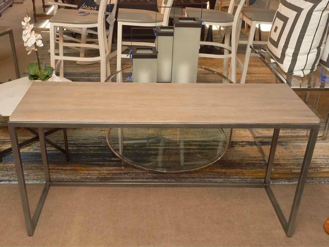 Ethan Allen 'Borough' Metal Frame Weathered Oak Top Sofa  Console