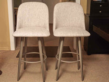 Pair Of Amisco Industries Canada Silver Gray Swivel  Bar Stools