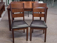 Dark Stain Dining Table W/ Pair of Slatback Chairs