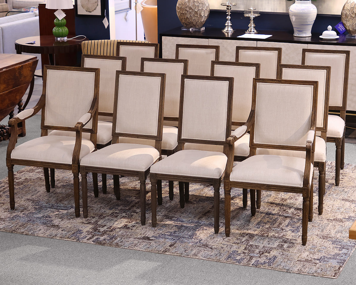 Set of 12 Restoration Hardware Dining Chairs 2 with arms
