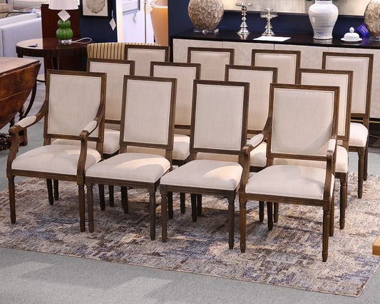 Set of 12 Restoration Hardware Dining Chairs 2 with arms