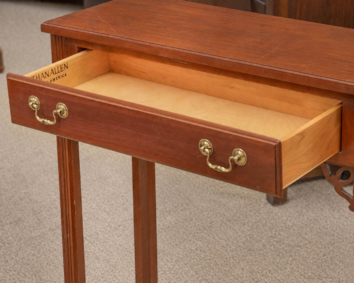 Ethan Allen Mahogany Chippendale Style Console (1) Drawer