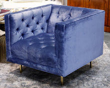 Pair of Anthropologie Blue Velvet Chairs