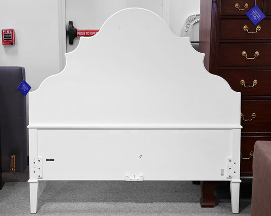 White Full Bed with Arched Headboard. FB/Rails/Slats