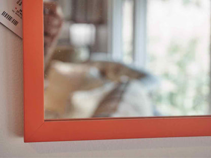Bright Orange Finish Framed Mirror