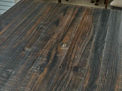 Rustic Barnboard Dining Table, Bench & Pair of Chairs in Dark Rub-Thru Finish