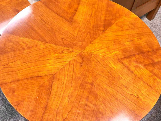 Pair of Ethan Allen 'Medallion' Two Tone Round Side Tables