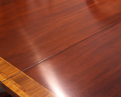 Councill Banded Mahogany Double Pedestal Dining Table with Three Leaves