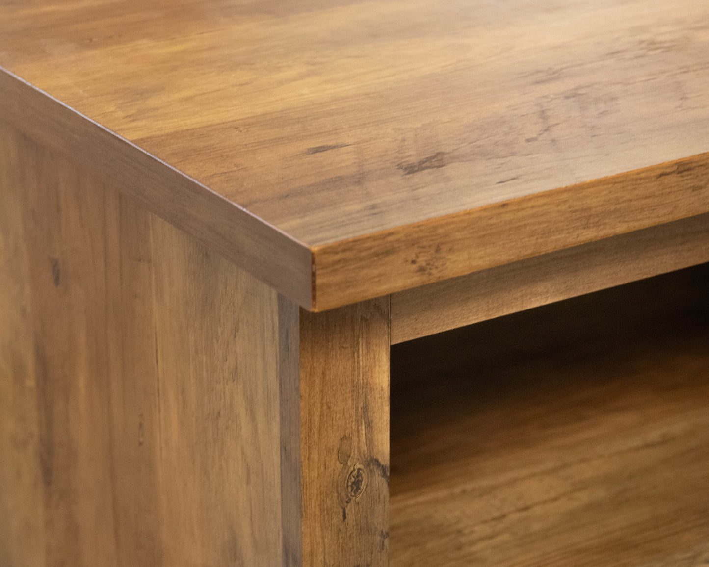 Media Console in Driftwood Finish Reclaimed Wood with Sliding Doors