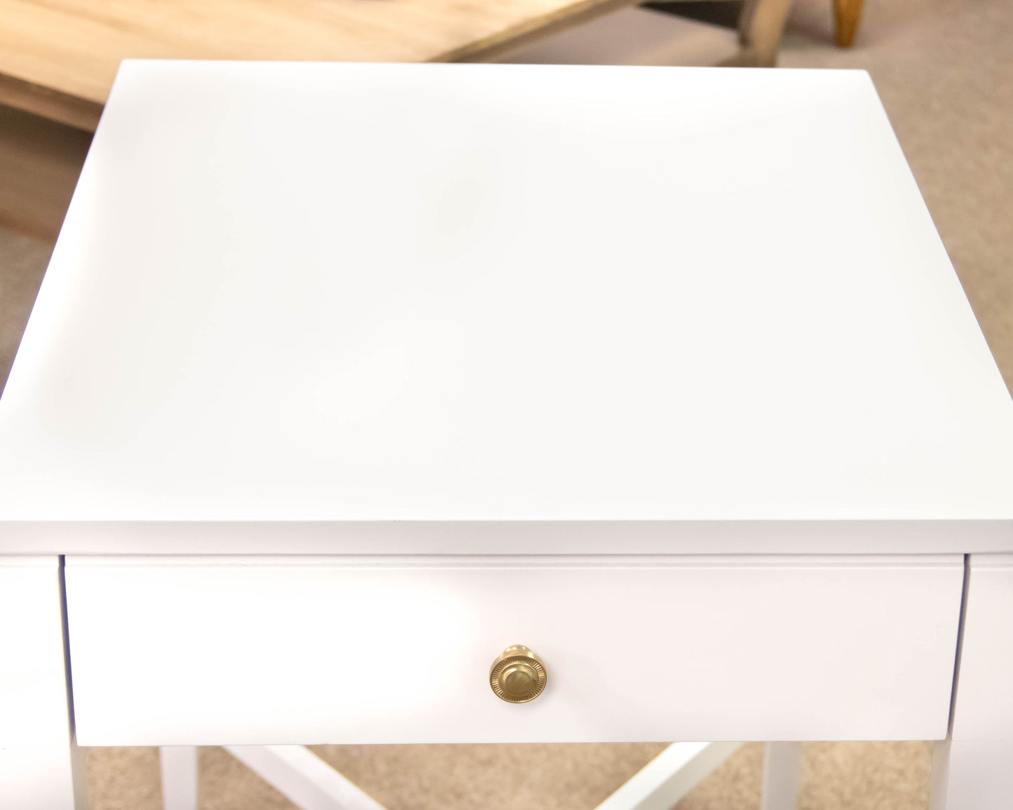 Gat Creek Ava Side Table with Shelf in Classic Paint Snowdrift Finish