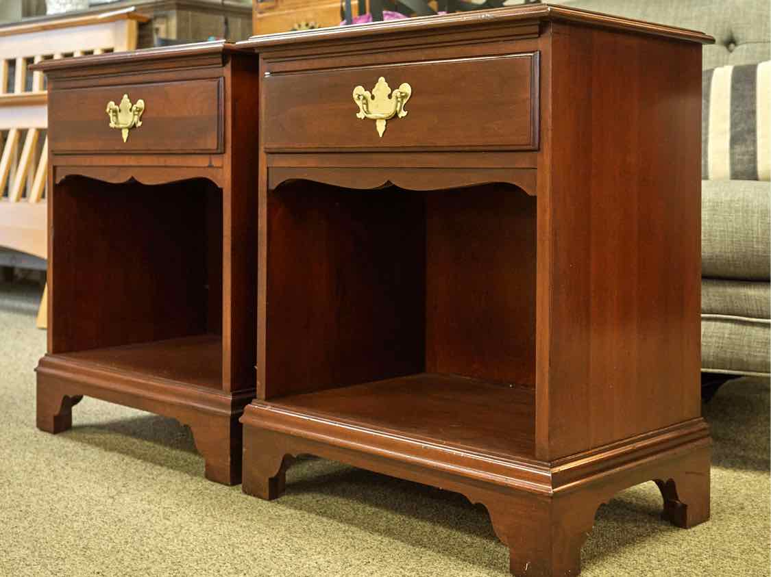 Pair of Cherry Hitchcock Nightstands with 1 Drawer & Open Space