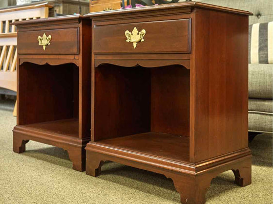 Pair of Cherry Hitchcock Nightstands with 1 Drawer & Open Space