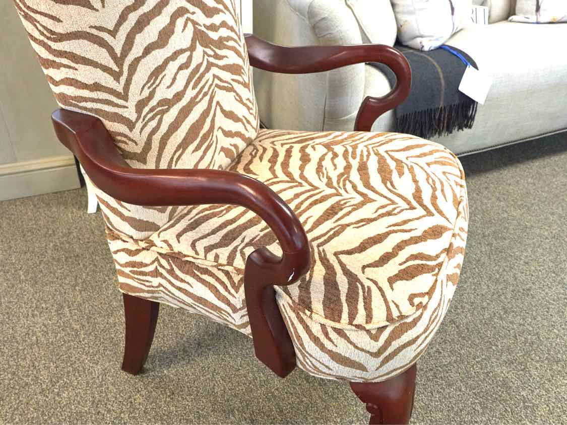Best Chair Gooseneck  Queen Anne Arm Chair with Zebra Upholstery