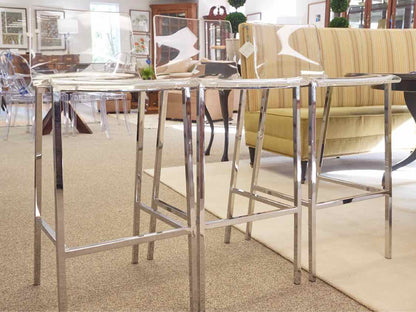 Set of 3  CB2 Chrome and Acrylic  Bar Stools