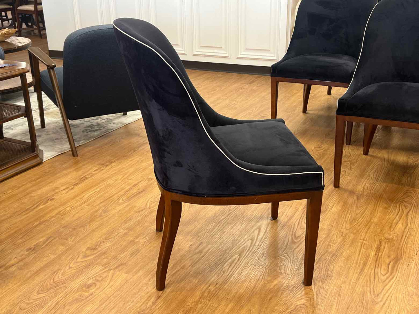 Set of 6 Navy Sherrill Furniture Dining Chairs