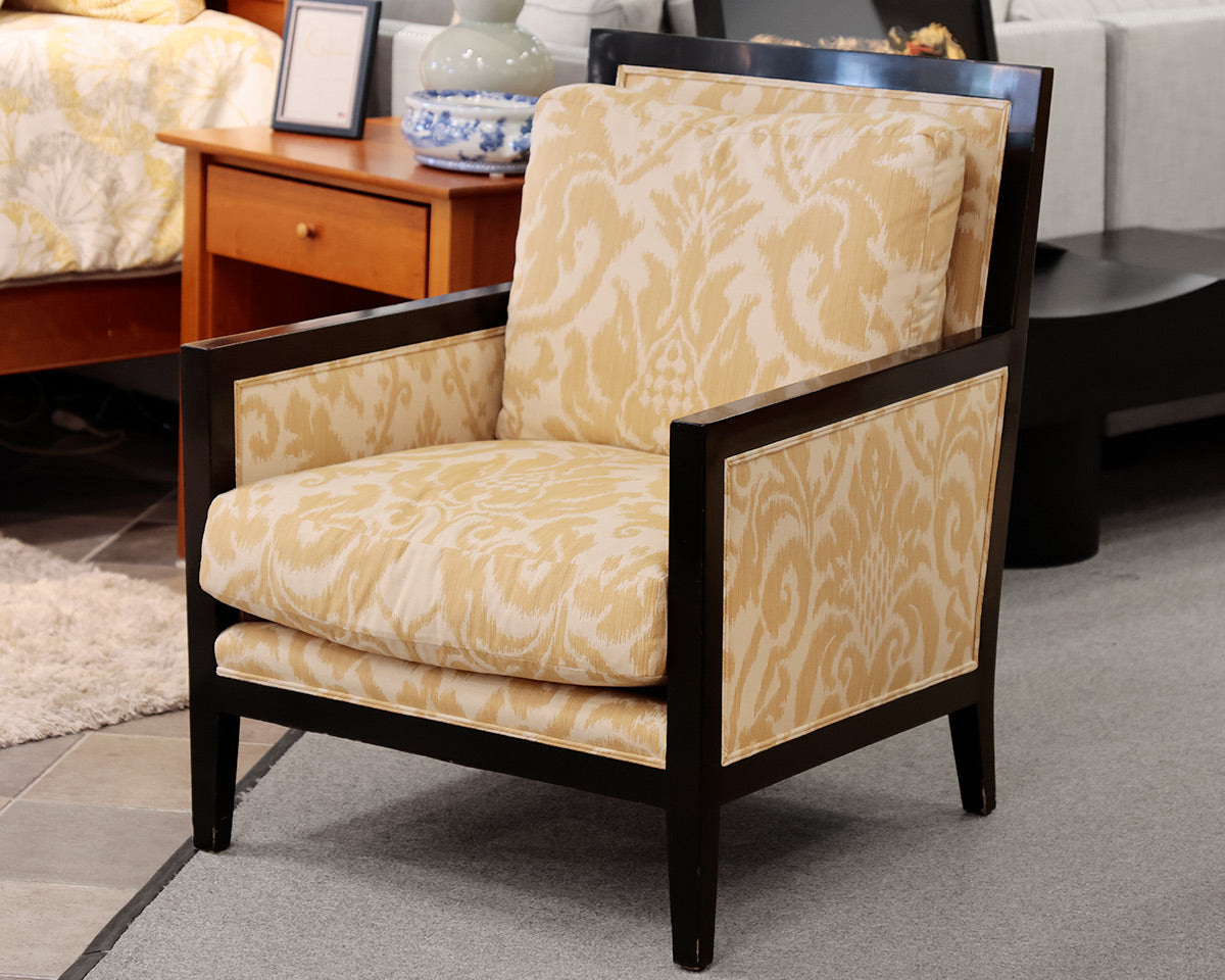 A. Rudin No. 636 Gold Damask Arm Accent Chair