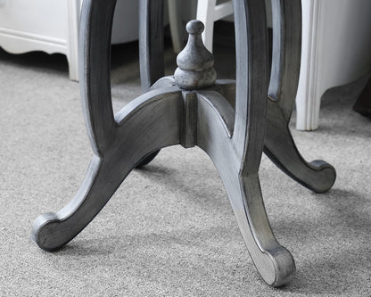 Mercana Round Mirrored Top Lamp Table in Grey Finish