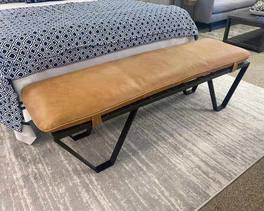 Four Hands 'Darrow'  Bench with  Palermo Cognac Leather Removable Cushion