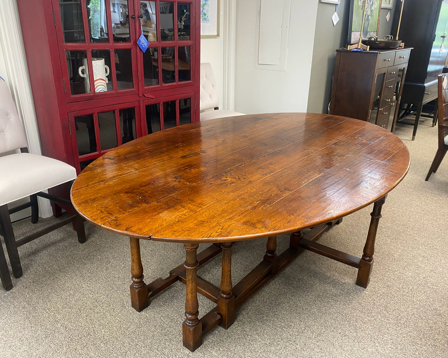 English Oak Oval Gate Leg Harvest Dining Table
