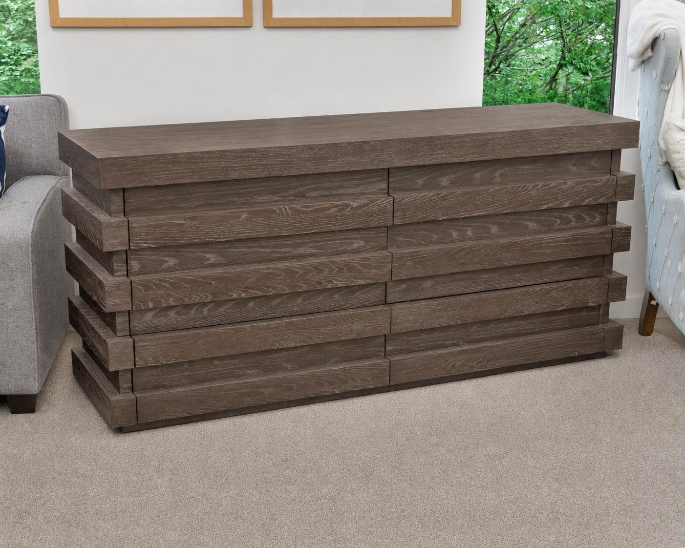 RH Stacked 6-Drawer Dresser in Dark Brown Oak