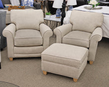 Rowe (2) Armchairs & Ottomon Set in Modern Beige and White