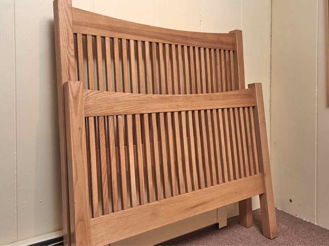 Golden Oak Slat Twin Bed