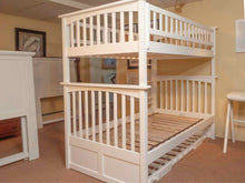 White Finish Twin Over Twin Bunkbed With Pull Out Trundle
