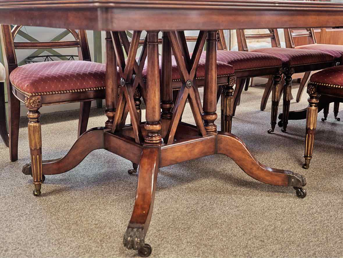 Hickory & White Regency Style Mahogany Dining Table (w/Pads) & Set of 12 Chairs