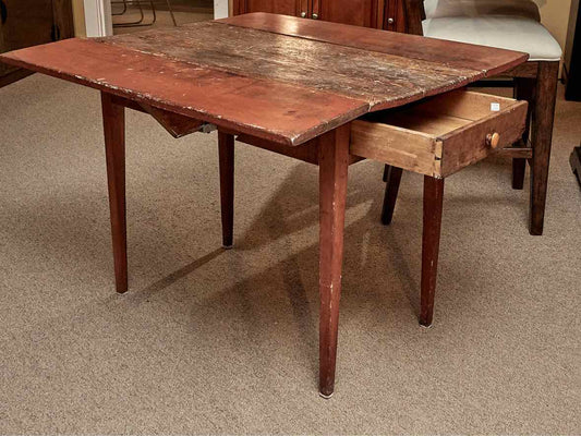 Distressed Finish 1 Drawer Drop Leaf Shaker Legs Dining Table