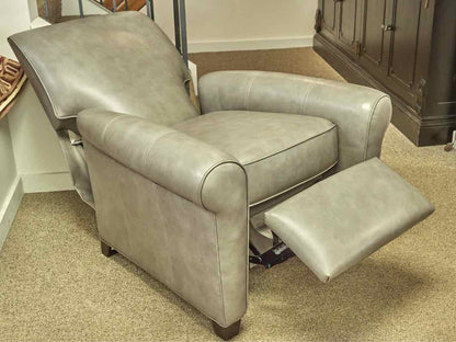 Ethan Allen Roll Arm Recliner in Grey Leather