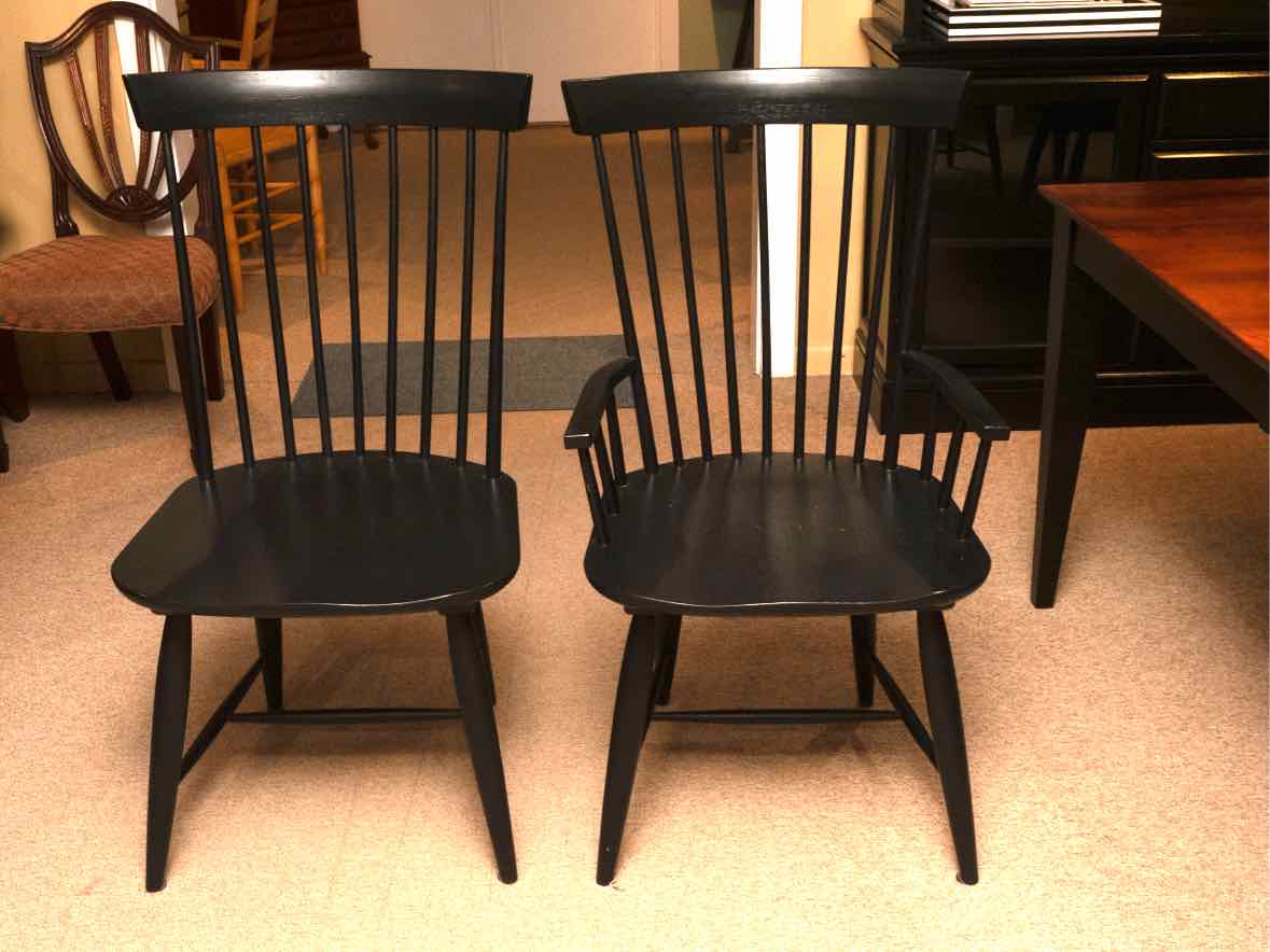 Canadel Birch Top & Black Finish Table & 4 Black Shaker Style Chair Set