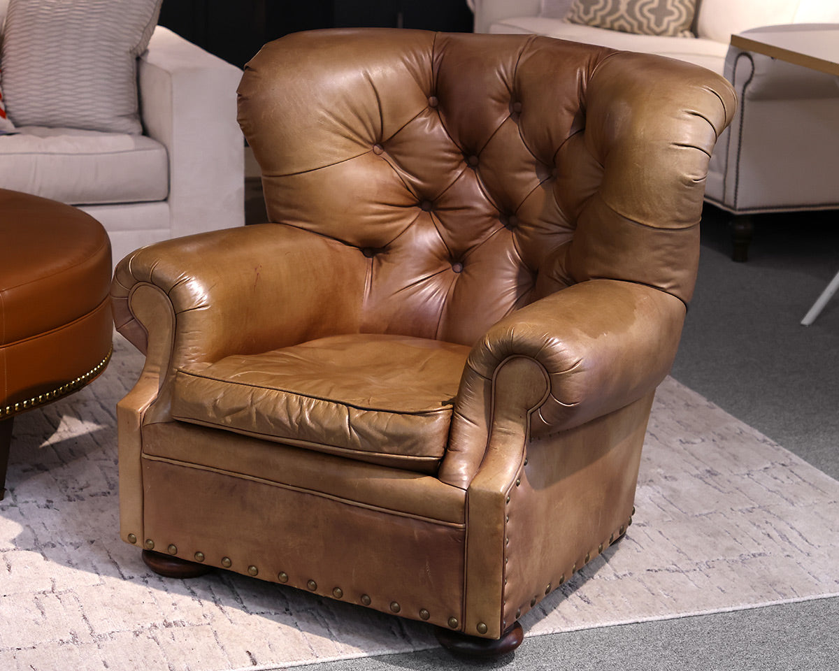 Restoration Hardware Leather Tufted Chair