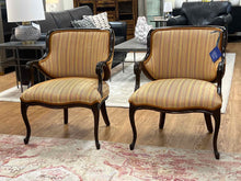Pair of Striped Bergere Chairs