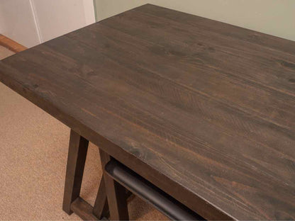 Driftwood Charcoal Finish 'Hawkins' Sawhorse Base Pull Out Surface Desk