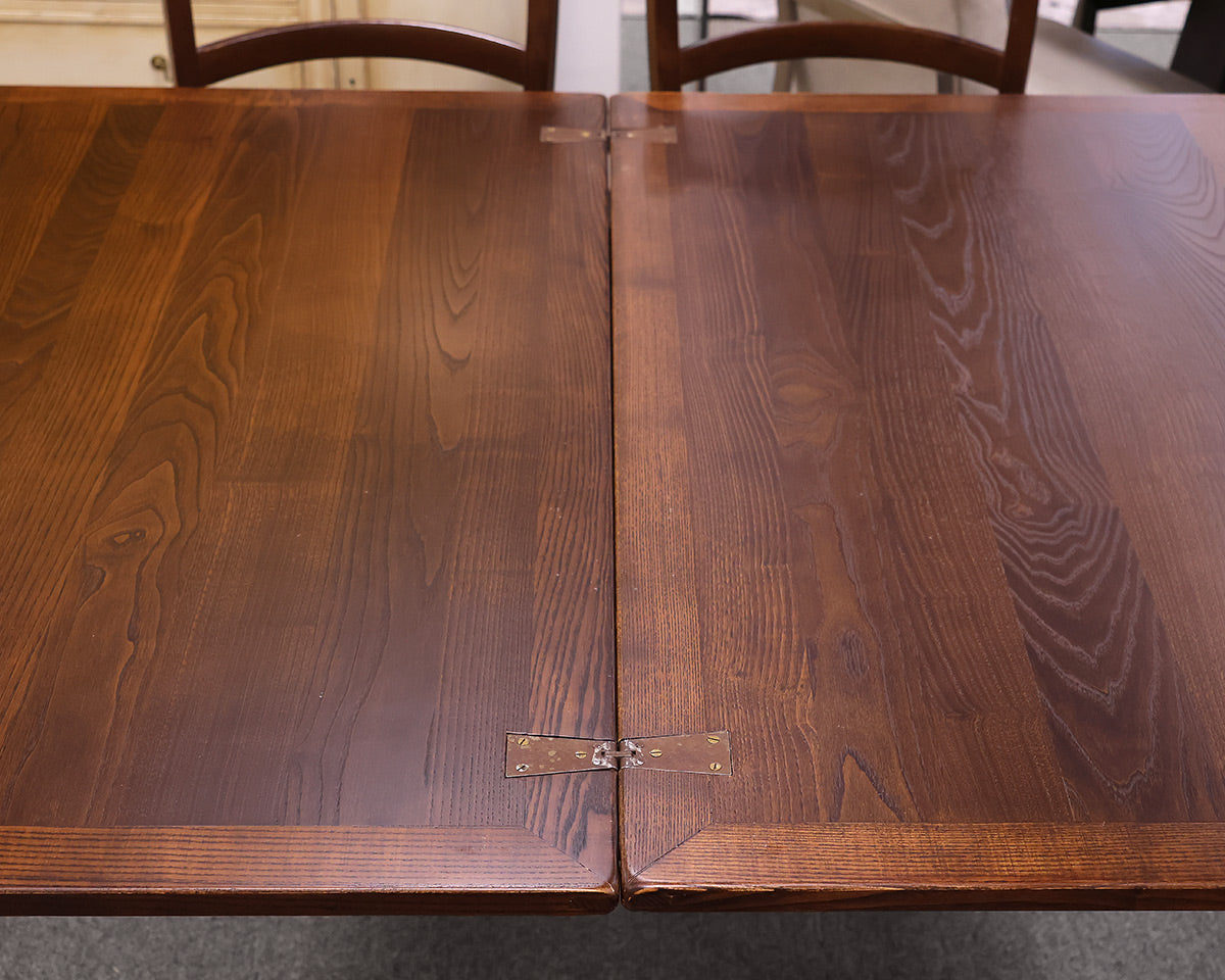 Farmhouse Extending Dining Table in Dark Oak with Set of 8 Ladder Back Chairs