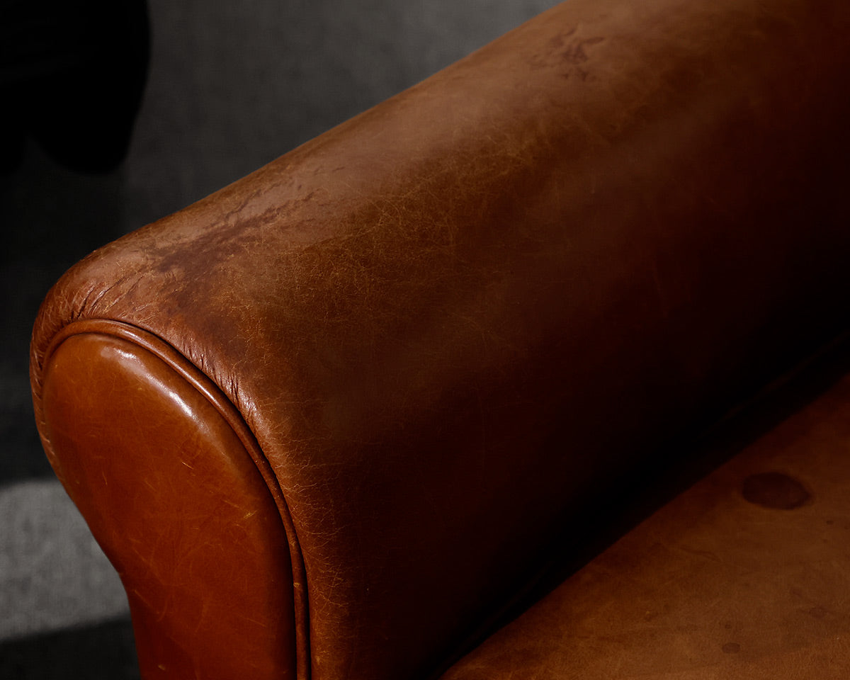 Pair of Crate & Barrel Camel Leather Chairs