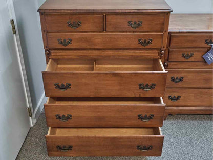 Maple 3-Over-3 Tall Chest with Antique Brass Pulls