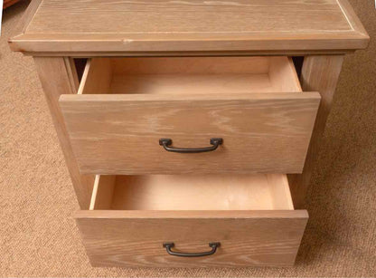 Pair Of Vaughan Bassett Driftwood Oak Finish 2 Drawer  Nightstands