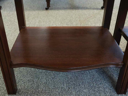 Pair of Mahogany Inlay Nightstands with 2 Drawers & Shelf