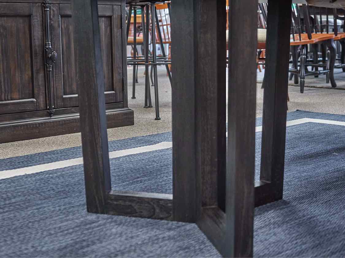 Brownstone Dining Table with Butterfly Leaf on Contemporary Pedestals