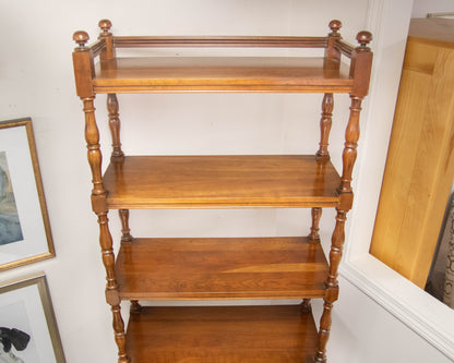 Walnut Six Tier Etagere On Turned Spindle Columns