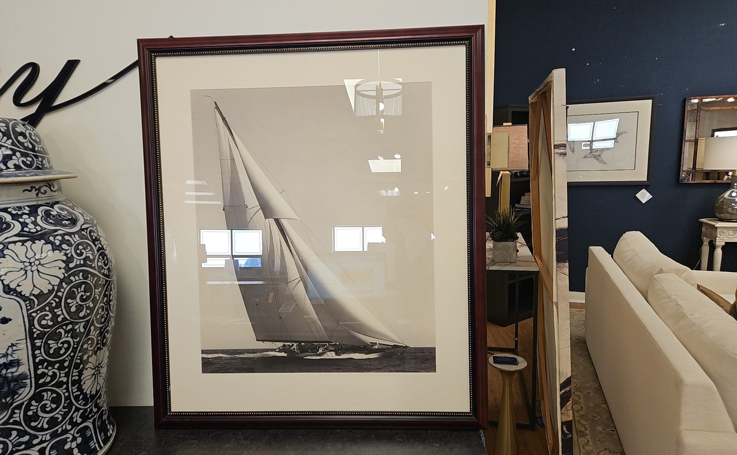 Black & White Sailboat Framed Print