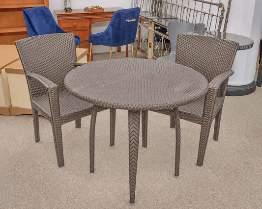 Dedon Dark Woven Outdoor Wicker Bistro Dining Set