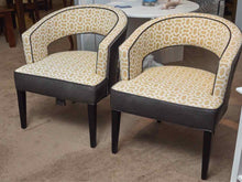 Pair of Crate & Barrel Chairs in Yellow & Ivory Contemporary Upholstery