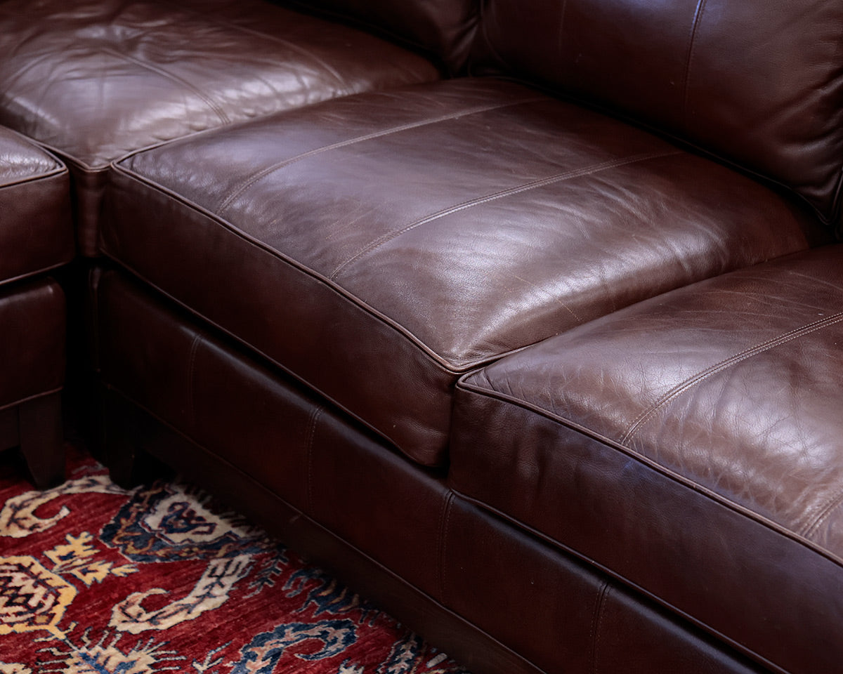Ethan Allen Brown Leather 3-Piece Sectional