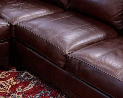 Ethan Allen Brown Leather 3-Piece Sectional
