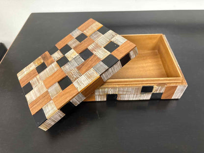 Small Decorative Box with Wood & Bone Tile
