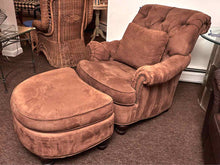 Key City  Ultra Suede Tufted Back Arm Chair & Ottoman