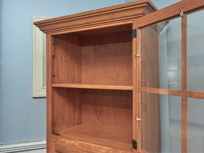 Golden Oak Display Cabinet with Pane Glass door & Wood Door