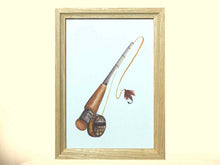 Fishing Rod Print In Wooden Frame